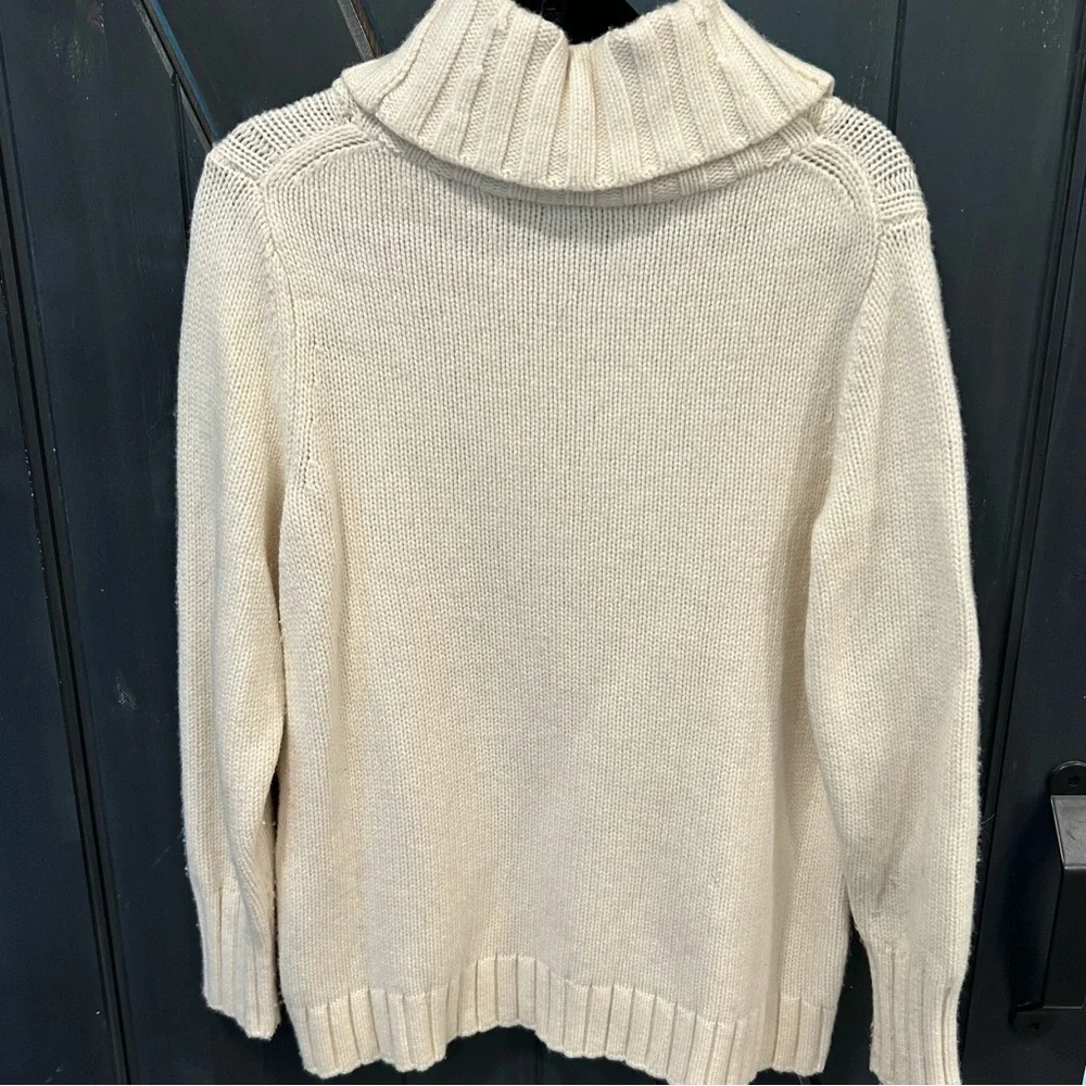 Lands End Womens Chunky Cable Knit Cowl Neck Sweater Plus size 1X Fisherman - Picture 4 of 7